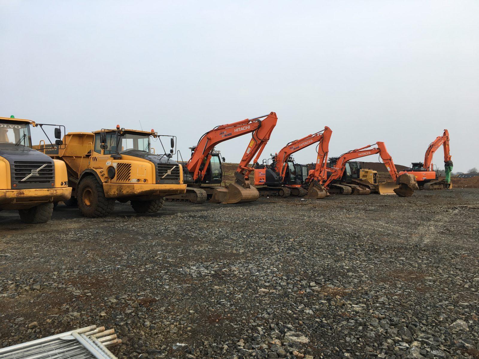 A rare time on site when machines can park up together
